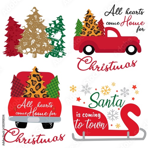 Funny Hand-drawn funny Merry Christmas art with text. Vector Art for print.	