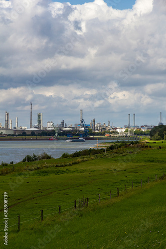 landscape with industrial skyline on rhine photo