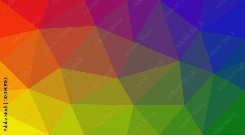 A background image composed of multicolored triangles.
