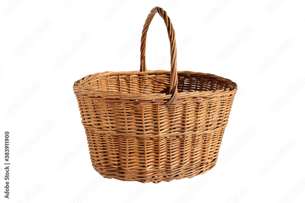 Wicker basket on a white background. Isolated