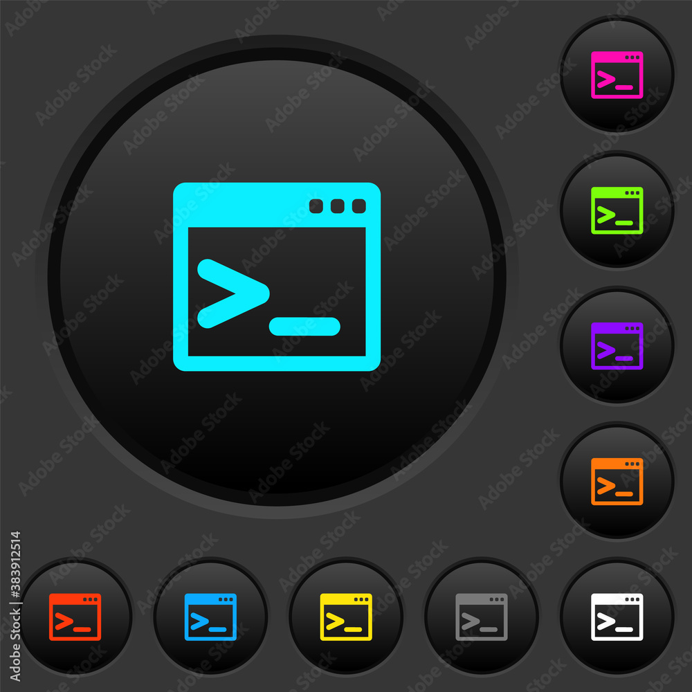 Command prompt dark push buttons with color icons Command prompt dark push buttons with color icons