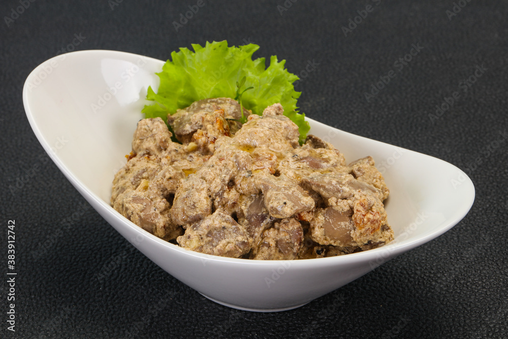 Chicken liver with cream and dry tomatoes Chicken liver with cream and dry tomatoes