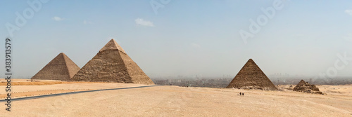 Panorama of the Giza Pyramids  Cairo  Egypt