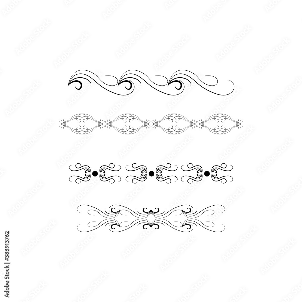 Decorative swirl divider. Elegance line set Vector