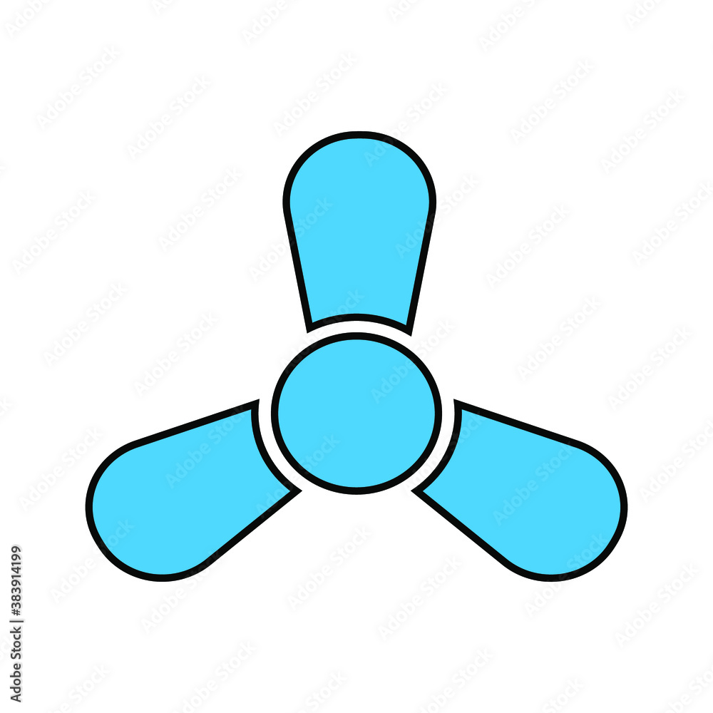 Fan icon and wind equipment isolated on white. Propeller, cooler, ventilator symbol. Computer on white background Fan icon and wind equipment isolated on white. Propeller, cooler, ventilator symbol. Computer on white background