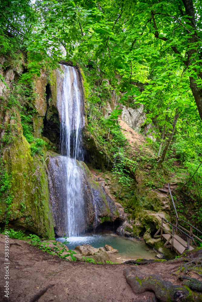 Mountain waterfall Ripaljka in the forest park Ozren Mountain waterfall Ripaljka in the forest park Ozren
