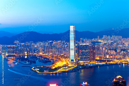 Canvas Print Hong Kong city at sunset