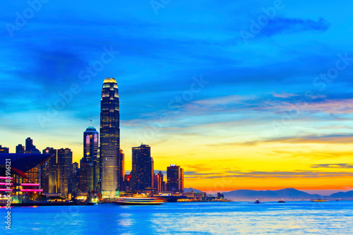 Canvas Print Hong Kong sunset in downtown
