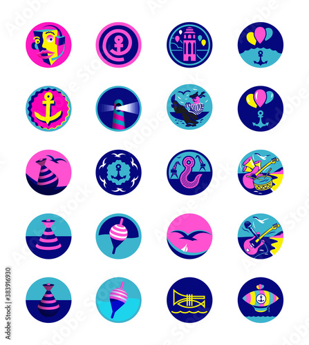 A set of twenty icons on the theme of avatars for social networks.