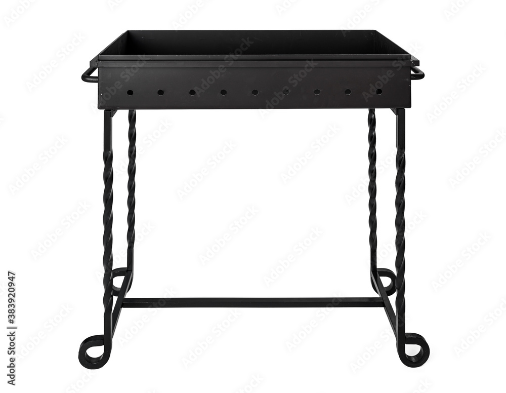 Black metal barbecue grill isolated on white