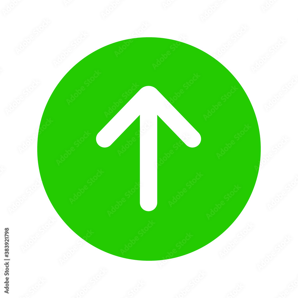 Arrow Up vector icon. This rounded flat symbol is drawn with eco green color on a white background. Arrow Up vector icon. This rounded flat symbol is drawn with eco green color on a white background.
