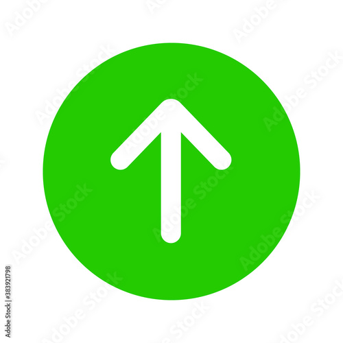 Arrow Up vector icon. This rounded flat symbol is drawn with eco green color on a white background.