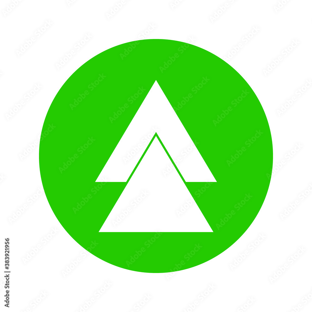 Arrow Up vector icon. This rounded flat symbol is drawn with eco green color on a white background. Arrow Up vector icon. This rounded flat symbol is drawn with eco green color on a white background.