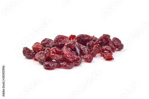 Dry cranberries, sweet berries, isolated on white background