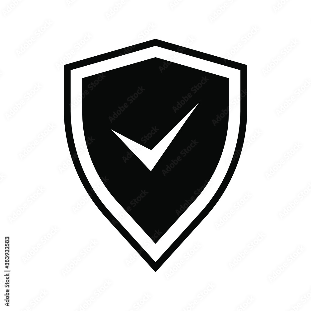 Shield Check Mark Icon Vector Illustration on white background. Shield Check Mark Icon Vector Illustration on white background.