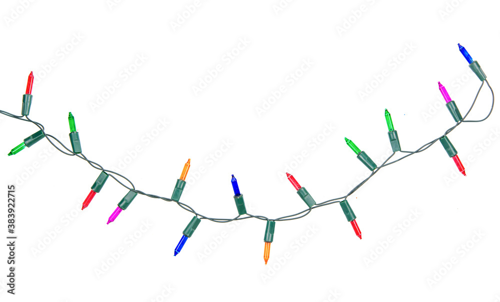 Christmas lights string isolated on white background with clipping path.. Christmas lights string isolated on white background with clipping path..
