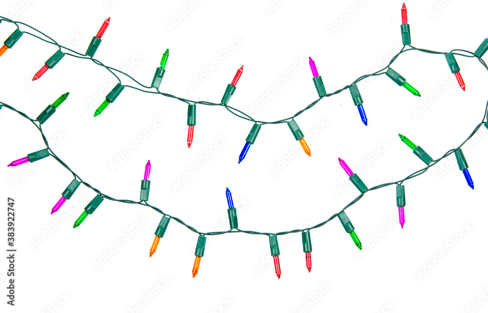 Christmas lights string isolated on white background with clipping path.. Christmas lights string isolated on white background with clipping path..