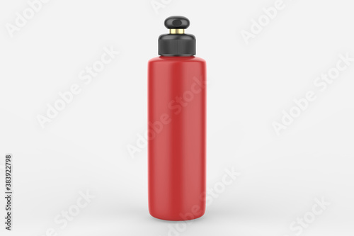 Cosmetic plastic bottle isolated on white background. Liquid container for gel, lotion, cream, shampoo, bath foam. Beauty product package. 3d illustration.