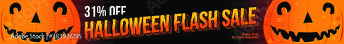 halloween flash sale 31% off. today only no code required. standard size banner promotion vector illustration 
