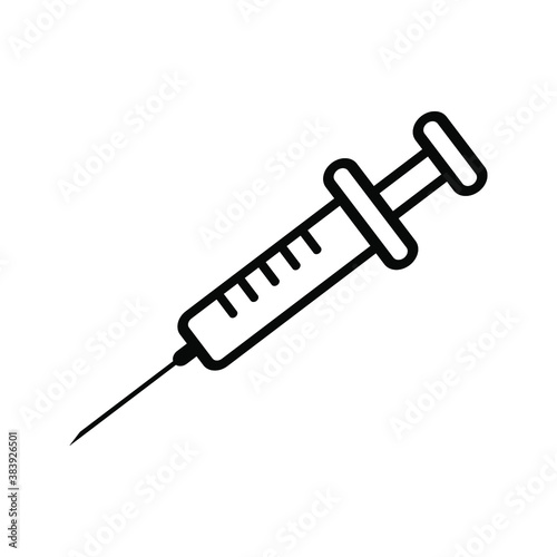 Medical syringe injection icon vector flat style