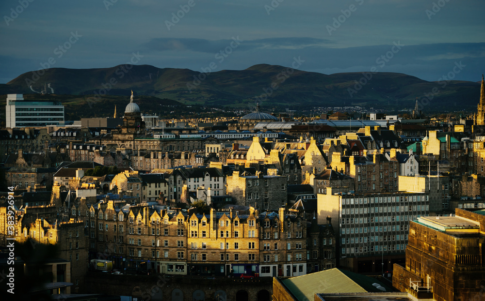 Edinburgh city skyline from Calton Hill., United Kingdom