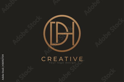 Abstract initial letter D and H logo, usable for branding and business logos, Flat Logo Design Template, vector illustration