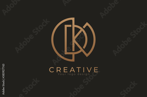Abstract initial letter D and K logo, usable for branding and business logos, Flat Logo Design Template, vector illustration