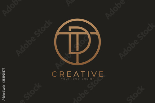 Abstract initial letter D and T logo, usable for branding and business logos, Flat Logo Design Template, vector illustration