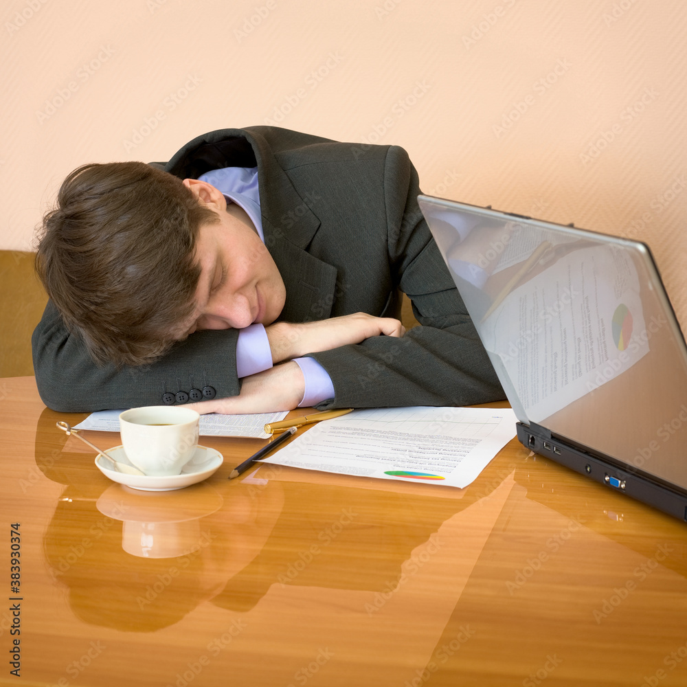 Φωτογραφία Businessman has fallen asleep sitting at meeting