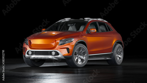 Fototapeta Naklejka Na Ścianę i Meble -  3D rendering of a brand-less generic SUV concept car	