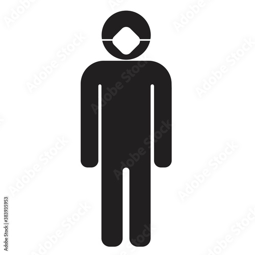 Pictogram standing man in a respirator mask. Vector icon.