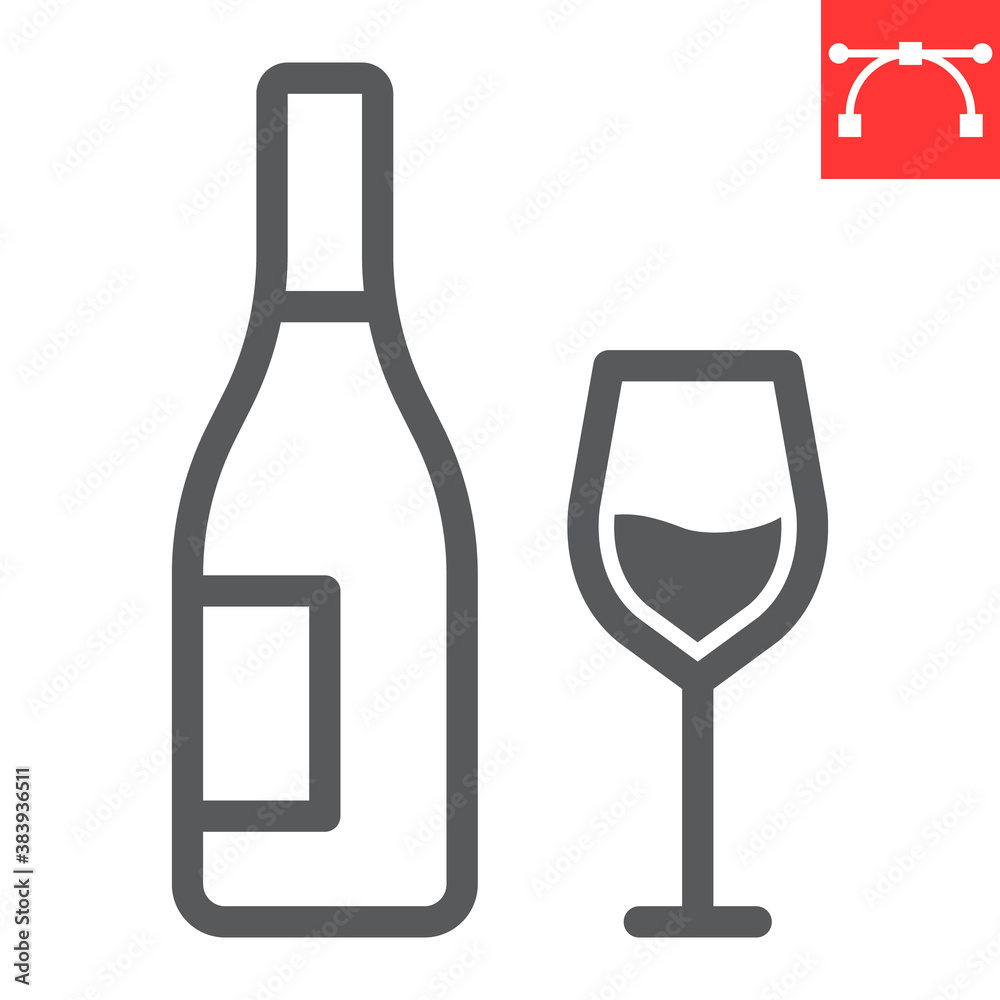 Wine line icon, thanksgiving and beverage, glass of wine sign vector graphics, editable stroke linear icon, eps 10. Wine line icon, thanksgiving and beverage, glass of wine sign vector graphics, editable stroke linear icon, eps 10.