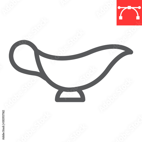 Gravy boat line icon, kitchen and bowl, sauce boat sign vector graphics, editable stroke linear icon, eps 10.