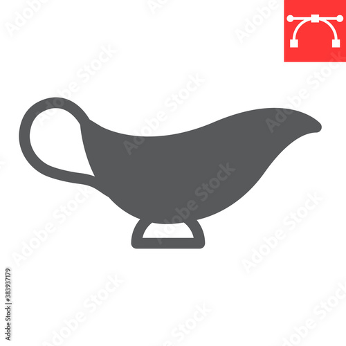 Gravy boat glyph icon, kitchen and bowl, sauce boat sign vector graphics, editable stroke solid icon, eps 10.