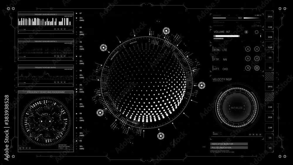 Complex Monochrome HUD Display Overlay