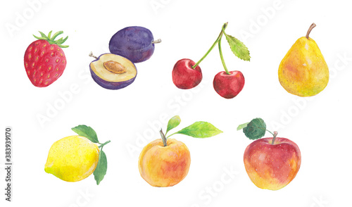 Fototapeta Naklejka Na Ścianę i Meble -  Watercolor fruit