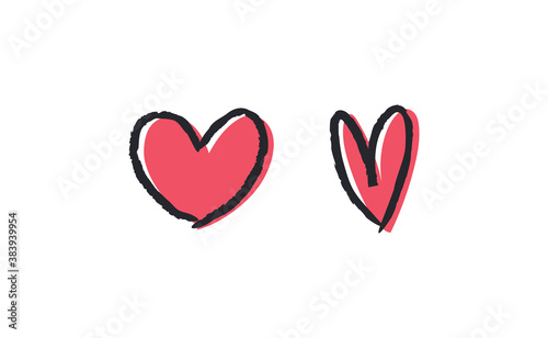 Hand drawn hearts, love icon symbols. Heart doodles. Hand drawn valentine's day design.