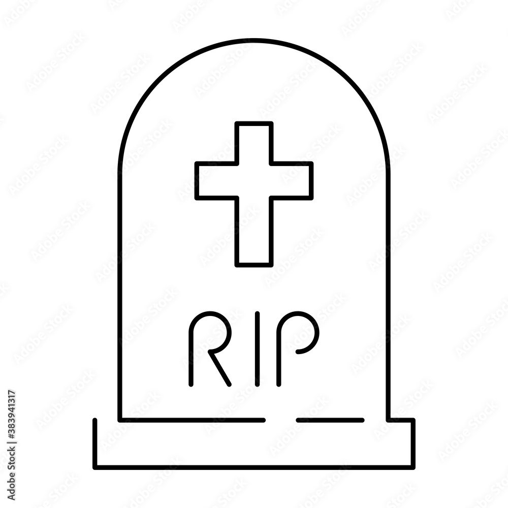 cemetery tomb with cross line style icon cemetery tomb with cross line style icon