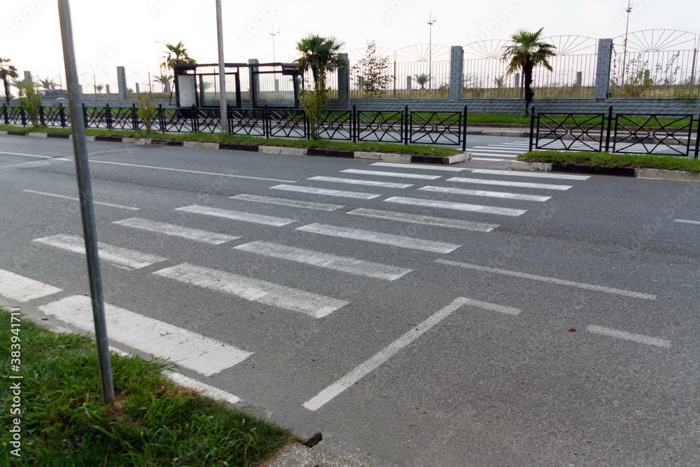Fototapeta premium Pedestrian path walk painted on road