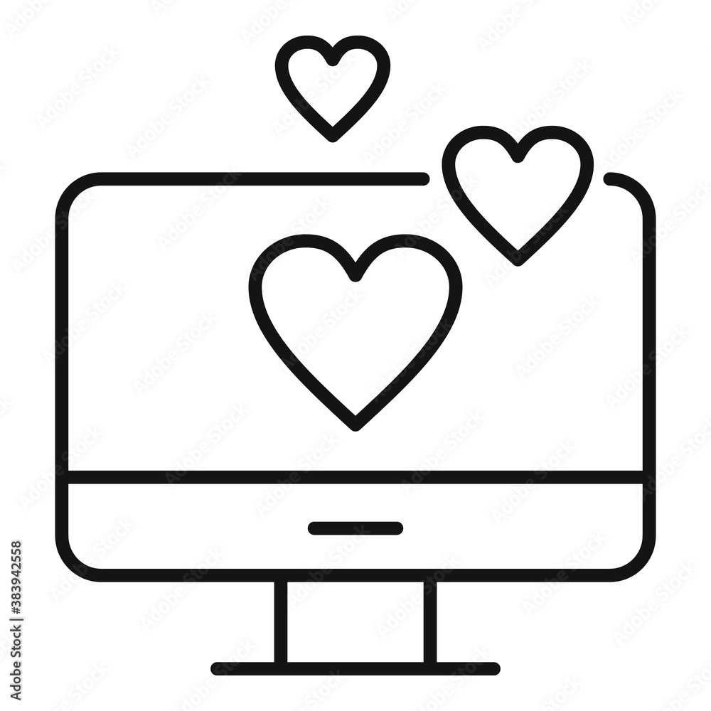 Affection pc chat icon. Outline affection pc chat vector icon for web design isolated on white background Affection pc chat icon. Outline affection pc chat vector icon for web design isolated on white background