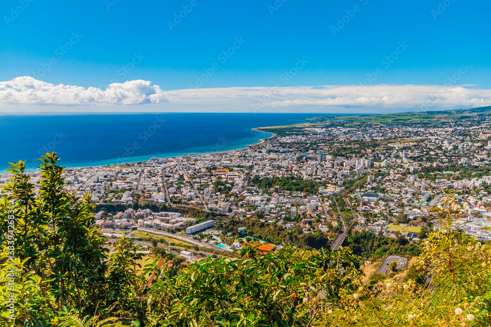 Panorama on the city of Saint-Denis, Chief town of Reunion island