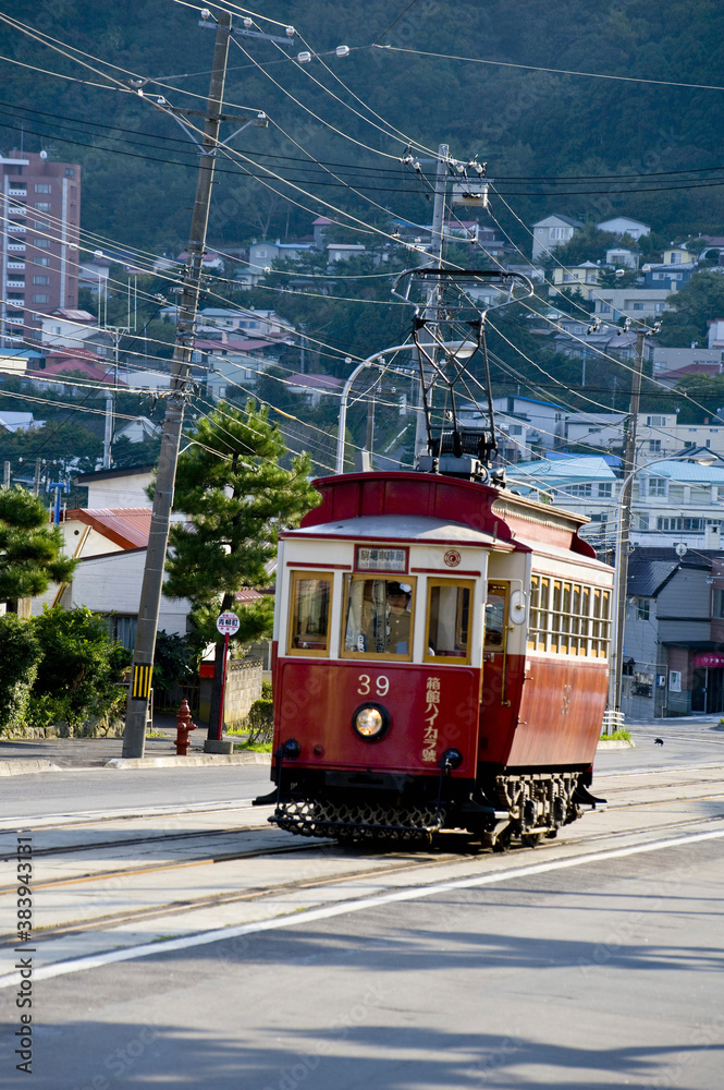 Naklejka premium 函館の路面電車