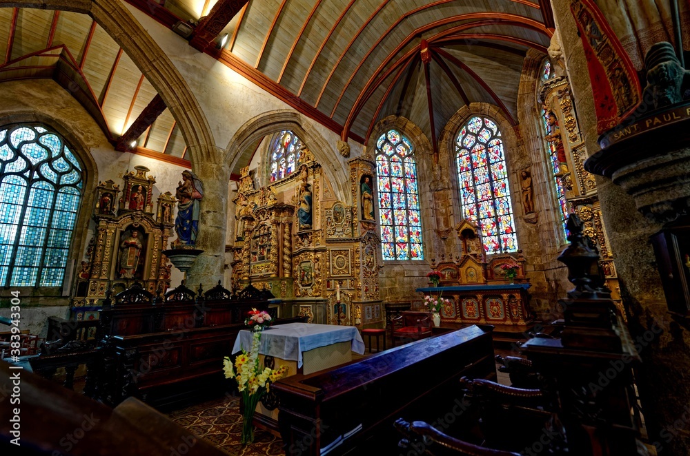 Enclos Paroissial de Lampaul-Guimiliau, L'église Notre-Dame,  Armorique, Finistère, Bretagne, France
