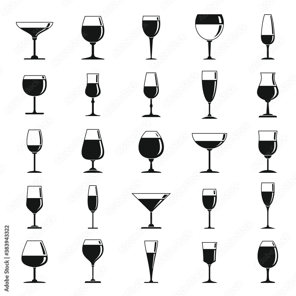 Wineglass icons set. Simple set of wineglass vector icons for web design on white background Wineglass icons set. Simple set of wineglass vector icons for web design on white background