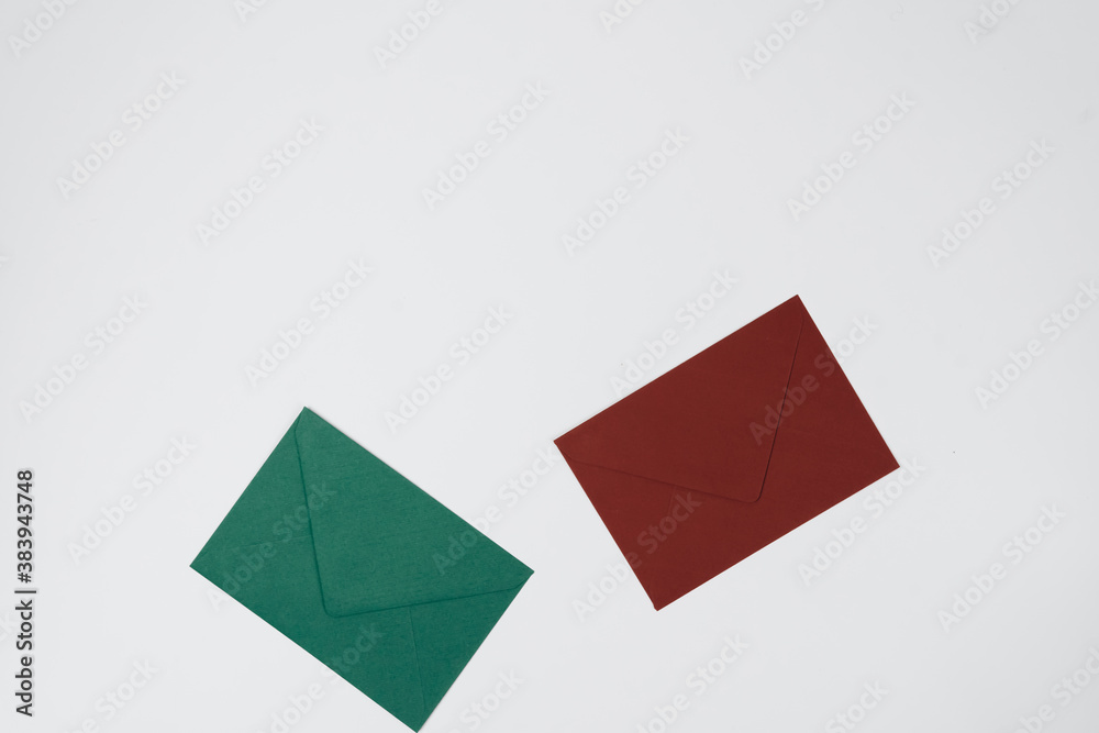 Top view of envelopes on white background Top view of envelopes on white background