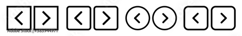 Back Next Button Icon Black Line | Previous Forward Buttons Illustration | Video Audio Player Navigate Symbol | Left Right Logo | Game Arrow Sign | Isolated | Variations