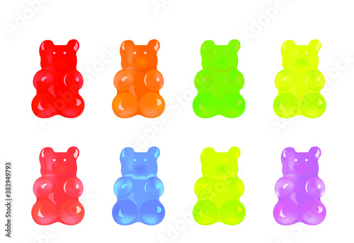 Gummy bear candy set. vector