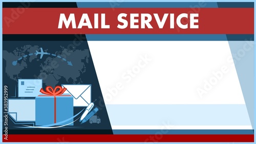 Mail service. Fast delivery by mail. Express service. Vector illustration. Banner, poster. Flat style. No gradient. Art