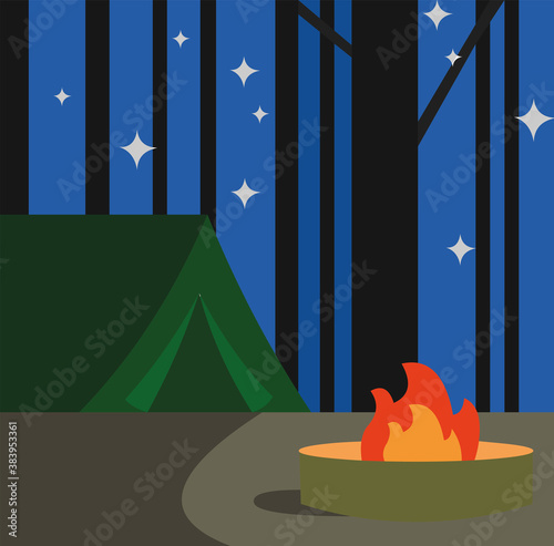Vector illustration of a camp