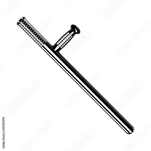 Vintage monochrome police baton illustration. Isolated vector template